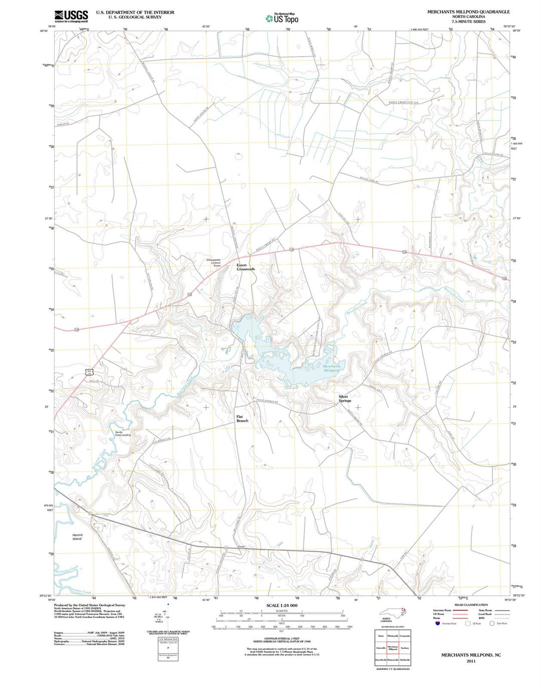 2011 Merchants Millpond, NC - North Carolina - USGS Topographic Map