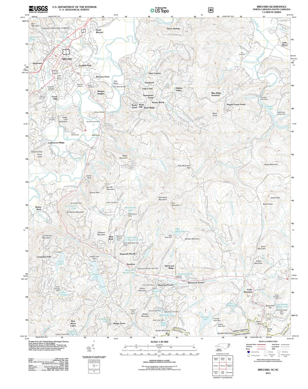 2011 Brevard, NC - North Carolina - USGS Topographic Map