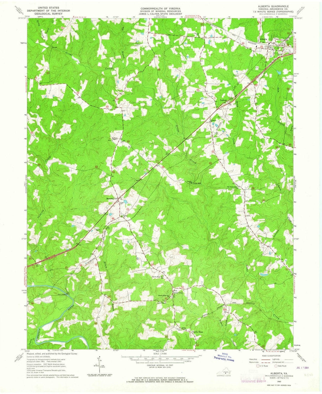 1963 Alberta, VA - Virginia - USGS Topographic Map