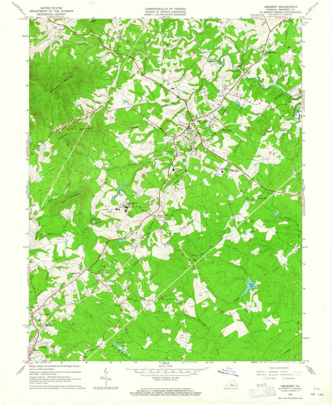 1963 Amherst, VA - Virginia - USGS Topographic Map