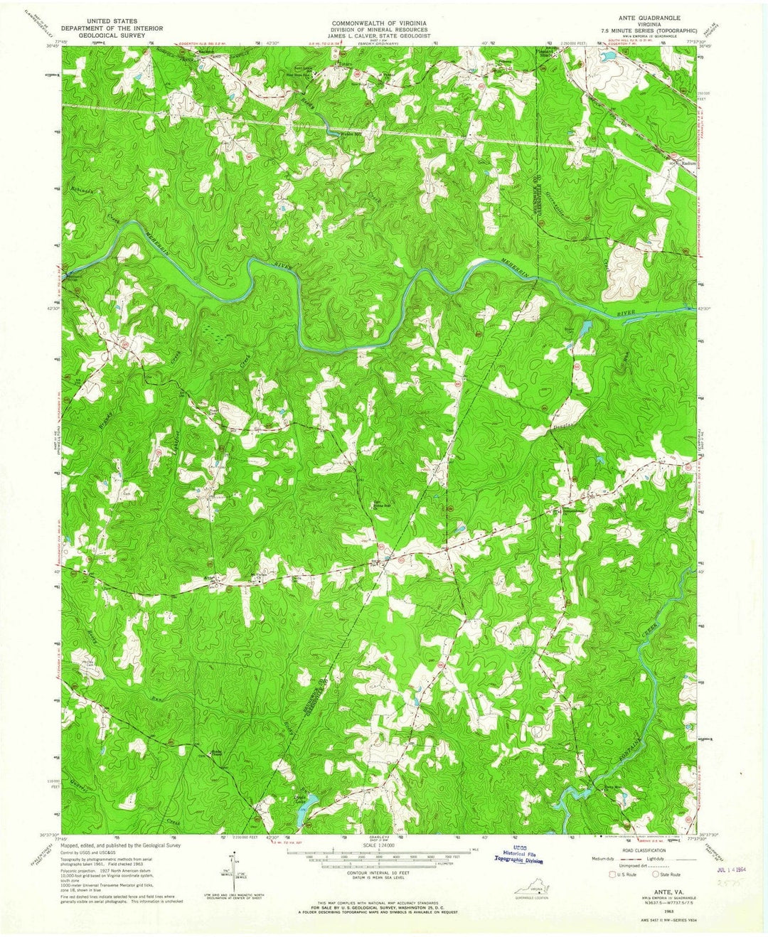 1963 Ante, VA - Virginia - USGS Topographic Map