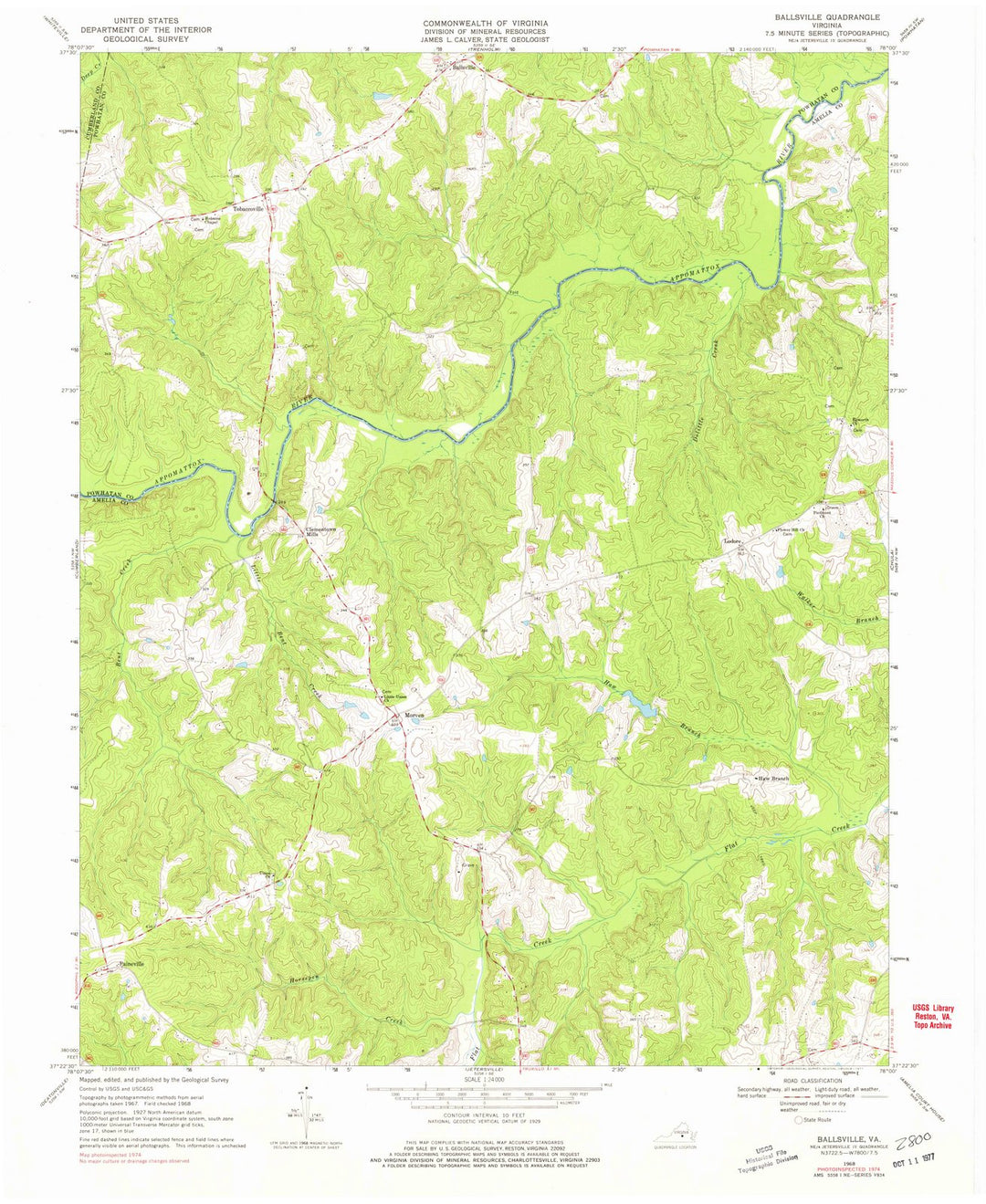 1968 Ballsville, VA - Virginia - USGS Topographic Map