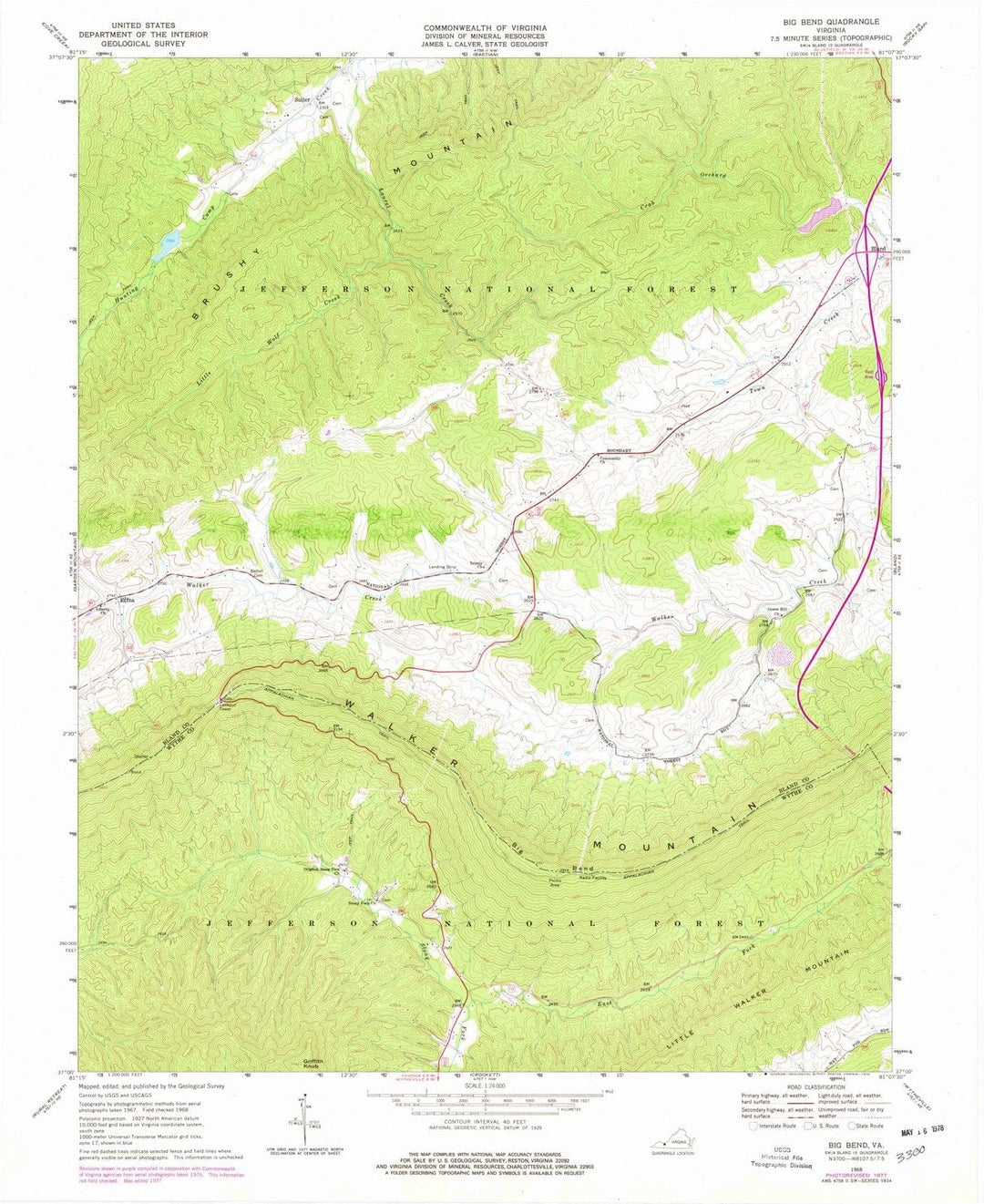 1968 Big Bend, VA - Virginia - USGS Topographic Map