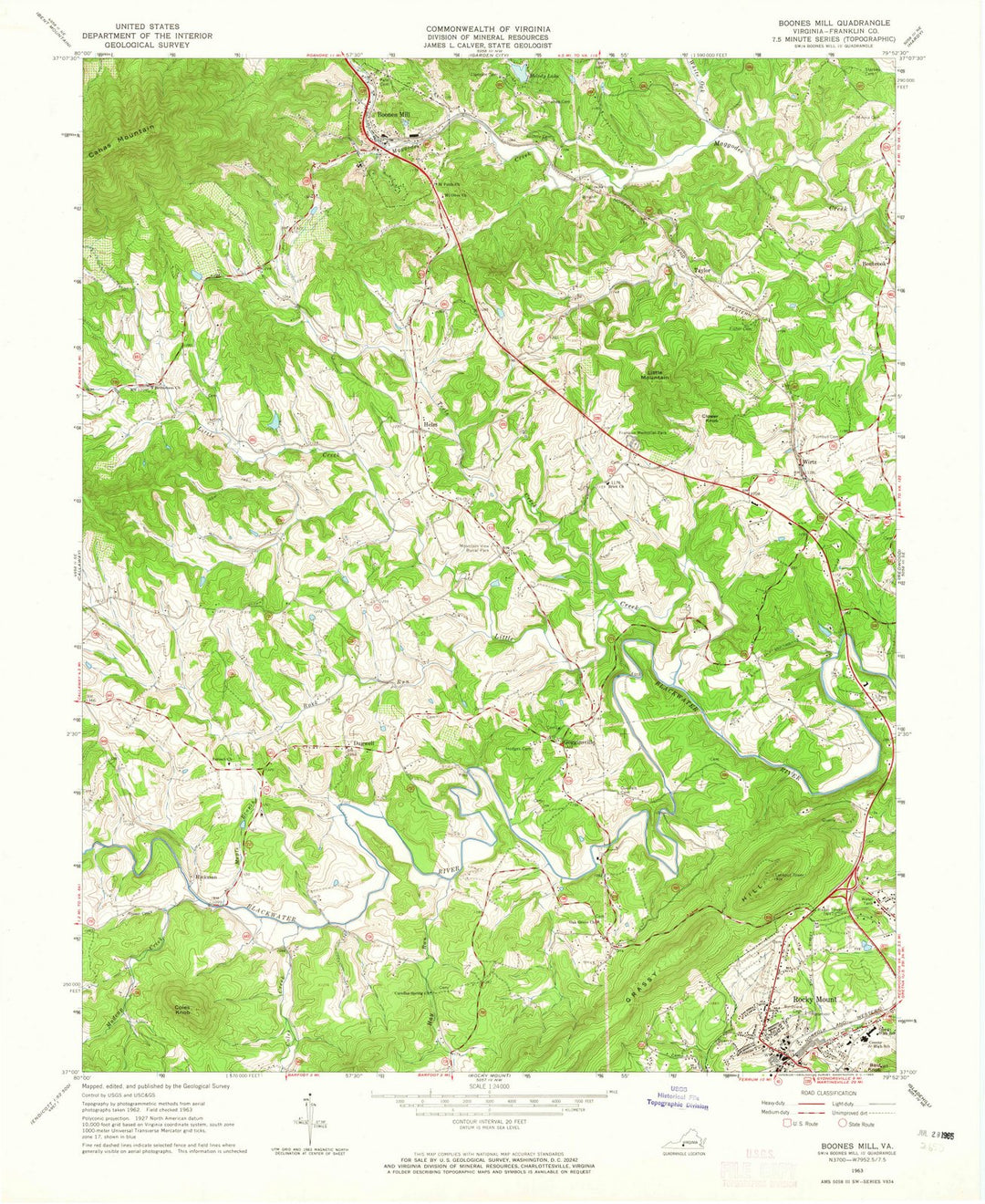 1963 Boones Mill, VA - Virginia - USGS Topographic Map
