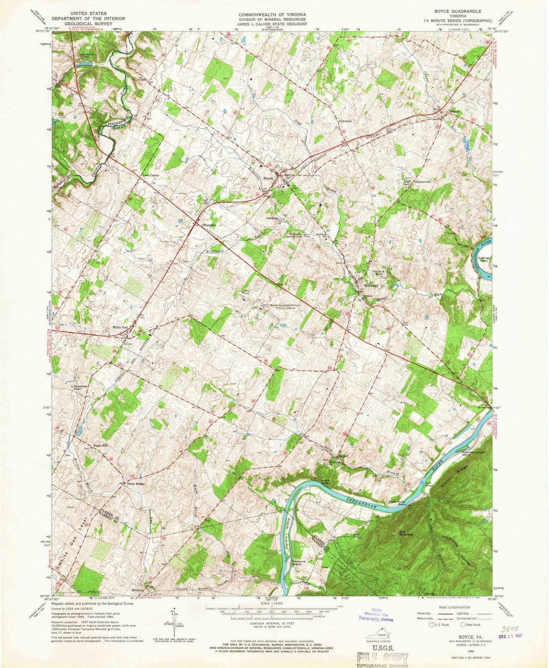1966 Boyce, VA - Virginia - USGS Topographic Map