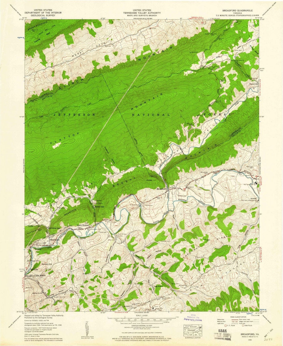 1958 Broadford, VA - Virginia - USGS Topographic Map