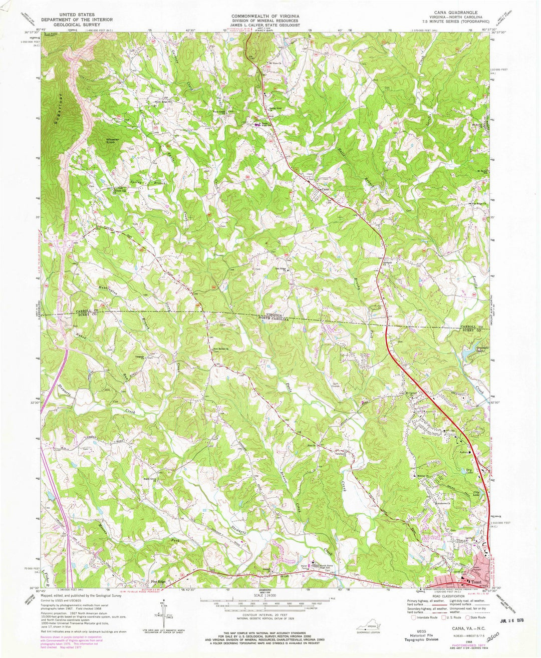 1968 Cana, VA - Virginia - USGS Topographic Map