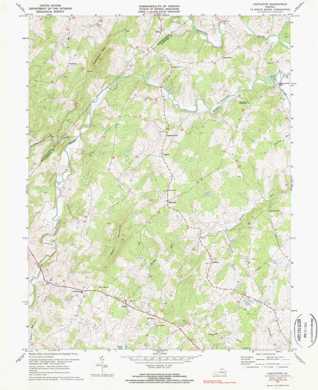 1971 Castleton, VA - Virginia - USGS Topographic Map