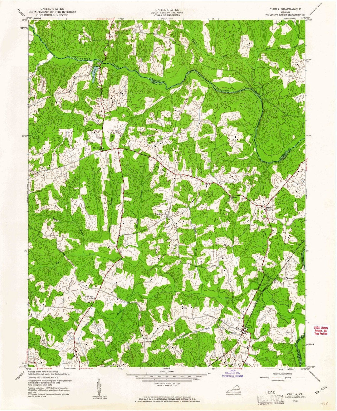 1943 Chula, VA - Virginia - USGS Topographic Map
