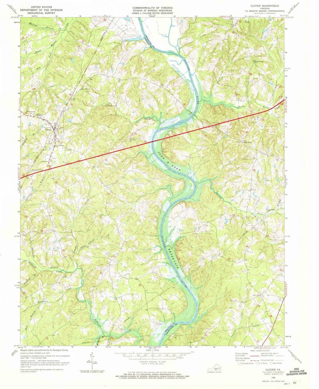 1968 Clover, VA - Virginia - USGS Topographic Map