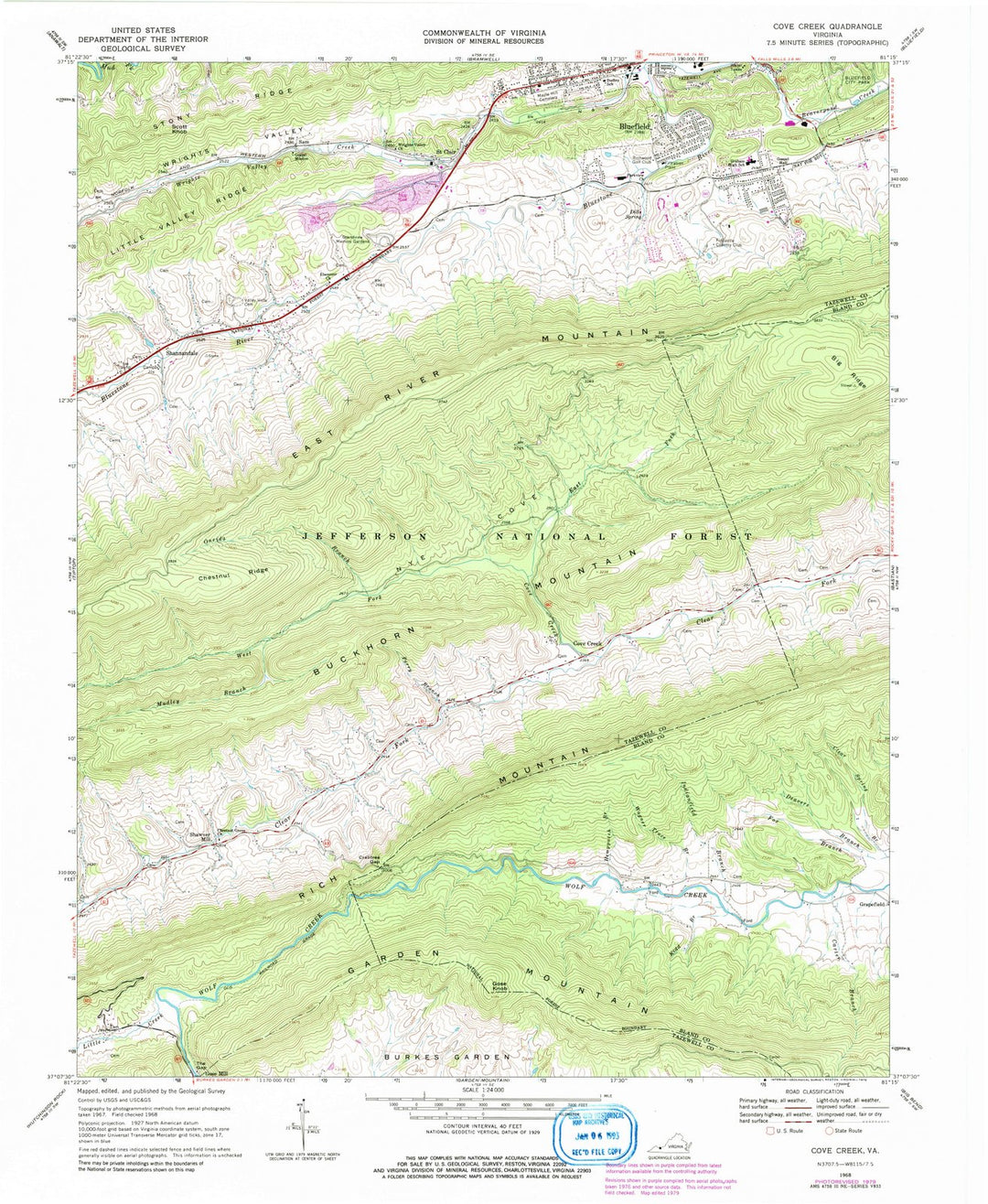 1968 Cove Creek, VA - Virginia - USGS Topographic Map