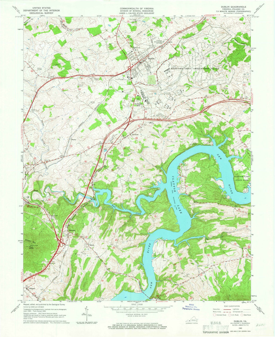 1965 Dublin, VA - Virginia - USGS Topographic Map