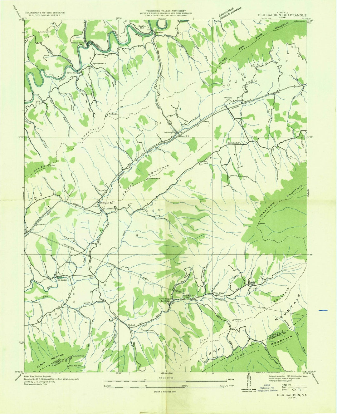 1935 Elk Garden, VA - Virginia - USGS Topographic Map