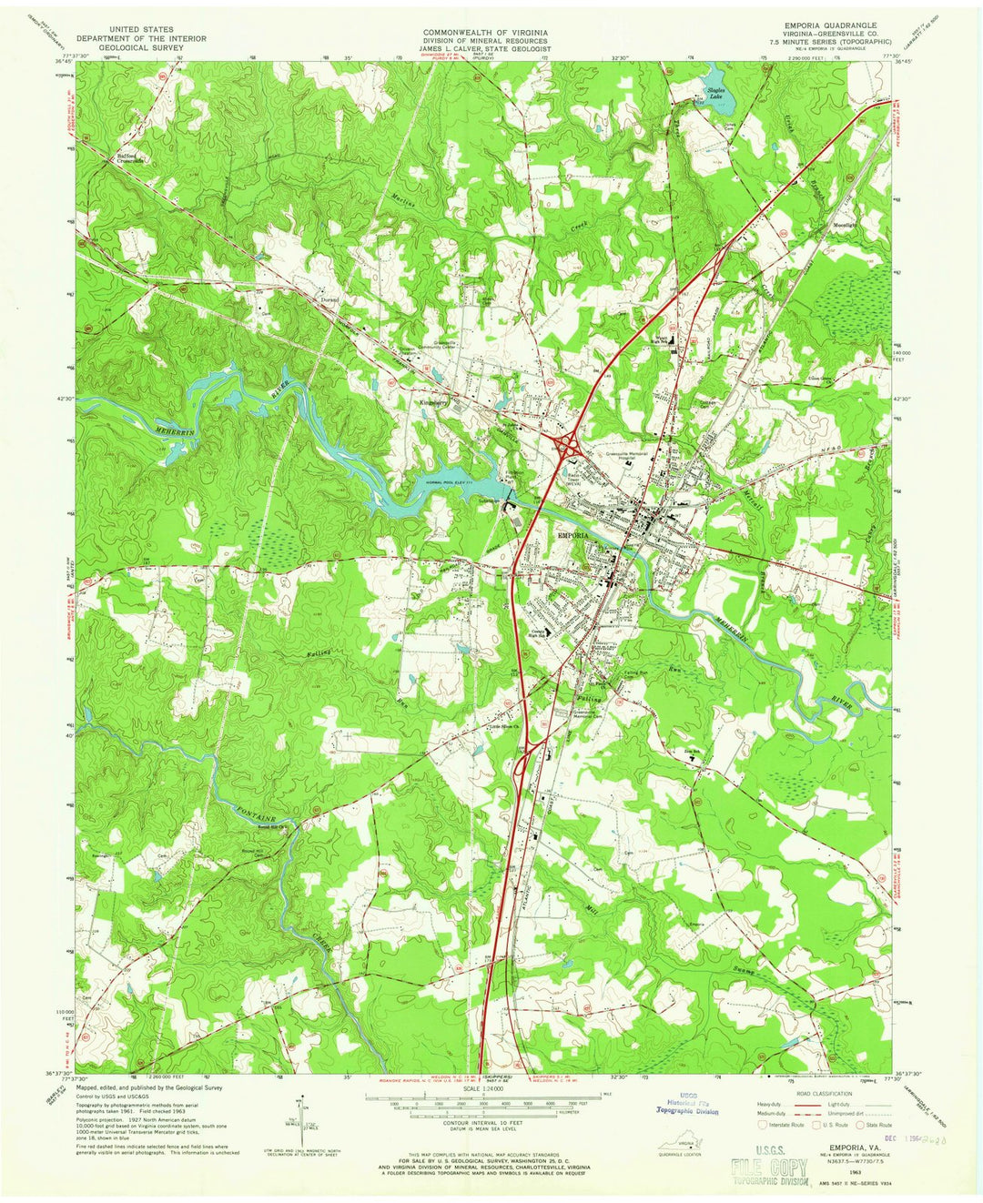 1963 Emporia, VA - Virginia - USGS Topographic Map