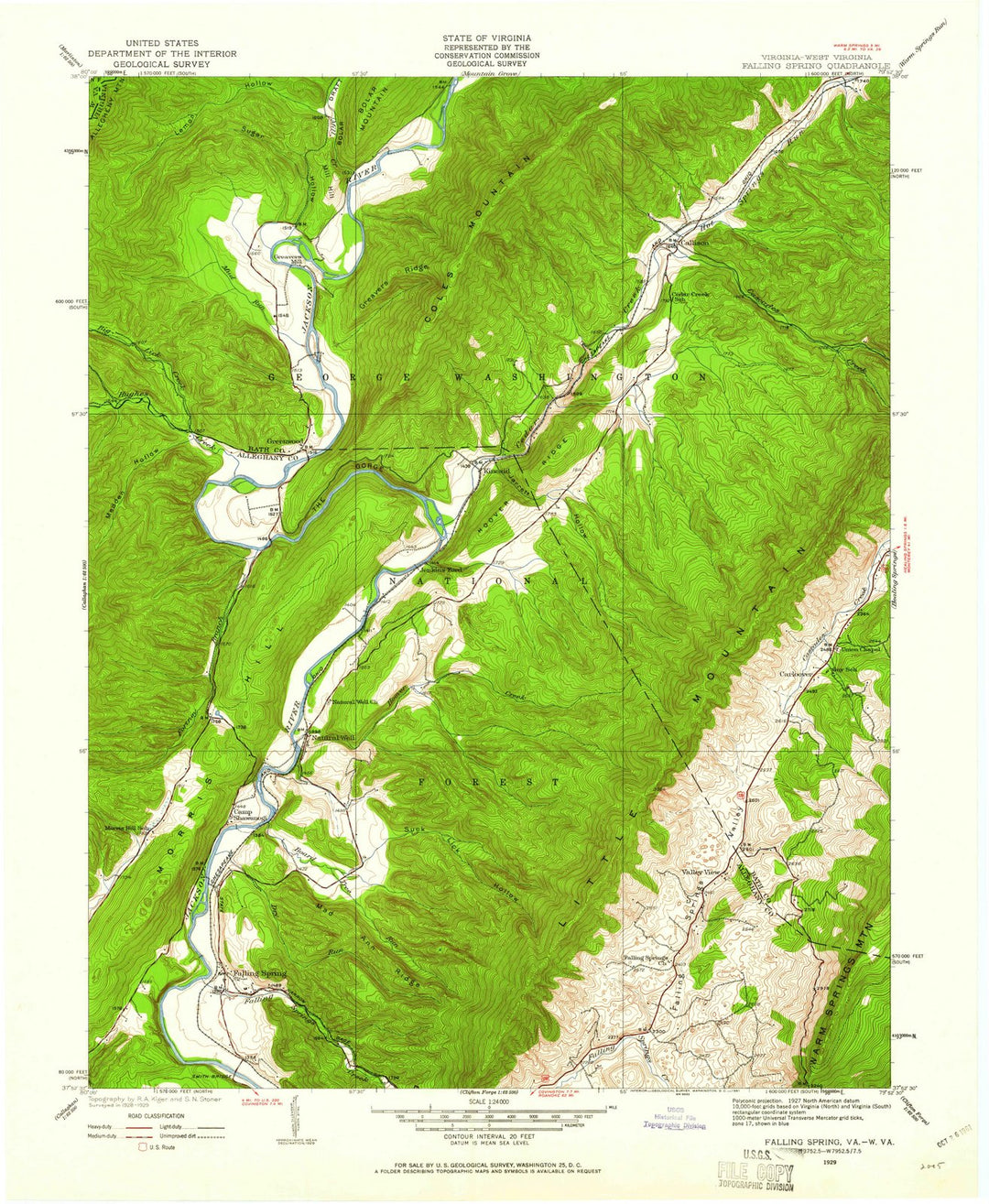 1929 Falling Spring, VA - Virginia - USGS Topographic Map
