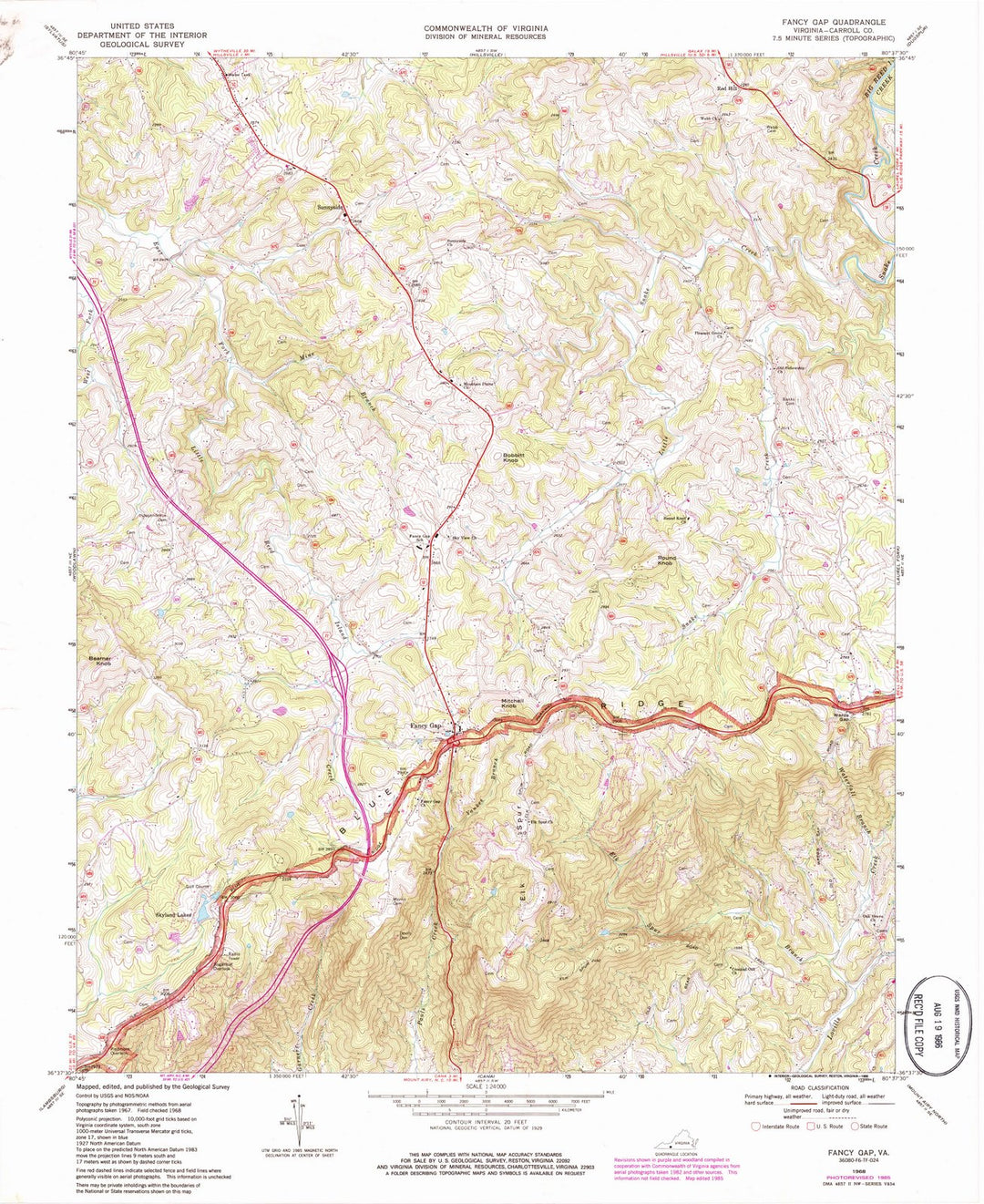 1968 Fancy Gap, VA - Virginia - USGS Topographic Map