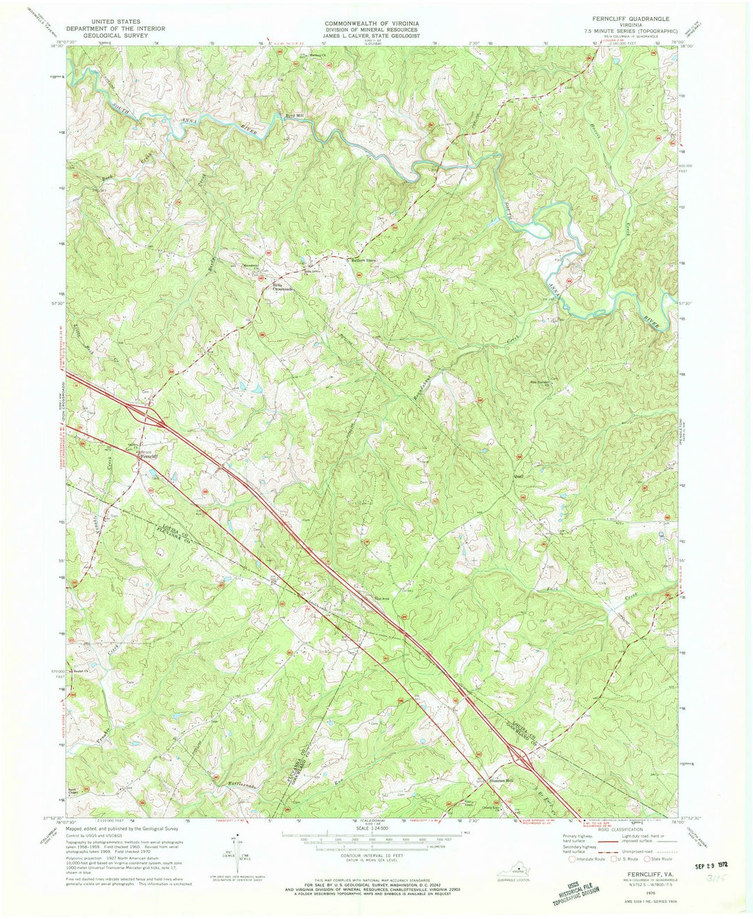 1970 Ferncliff, VA - Virginia - USGS Topographic Map