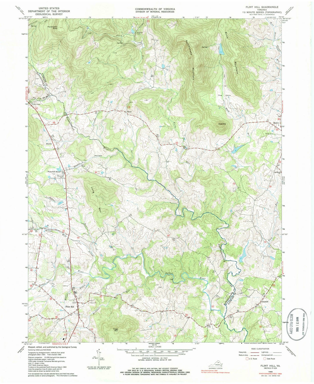 1966 Flint Hill, VA - Virginia - USGS Topographic Map
