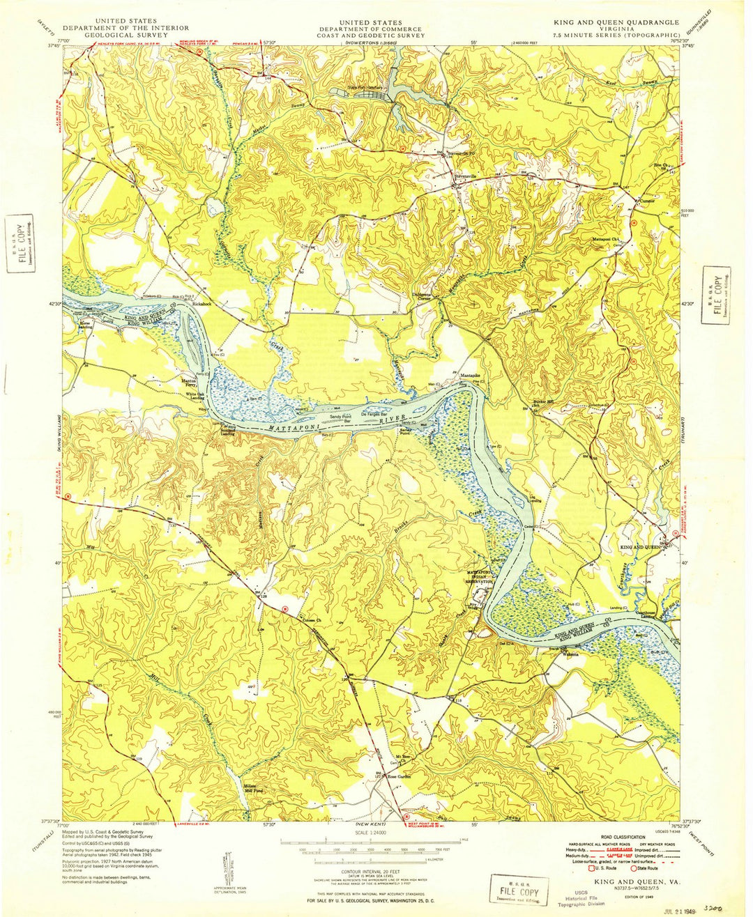 1949 King and Queen, VA - Virginia - USGS Topographic Map