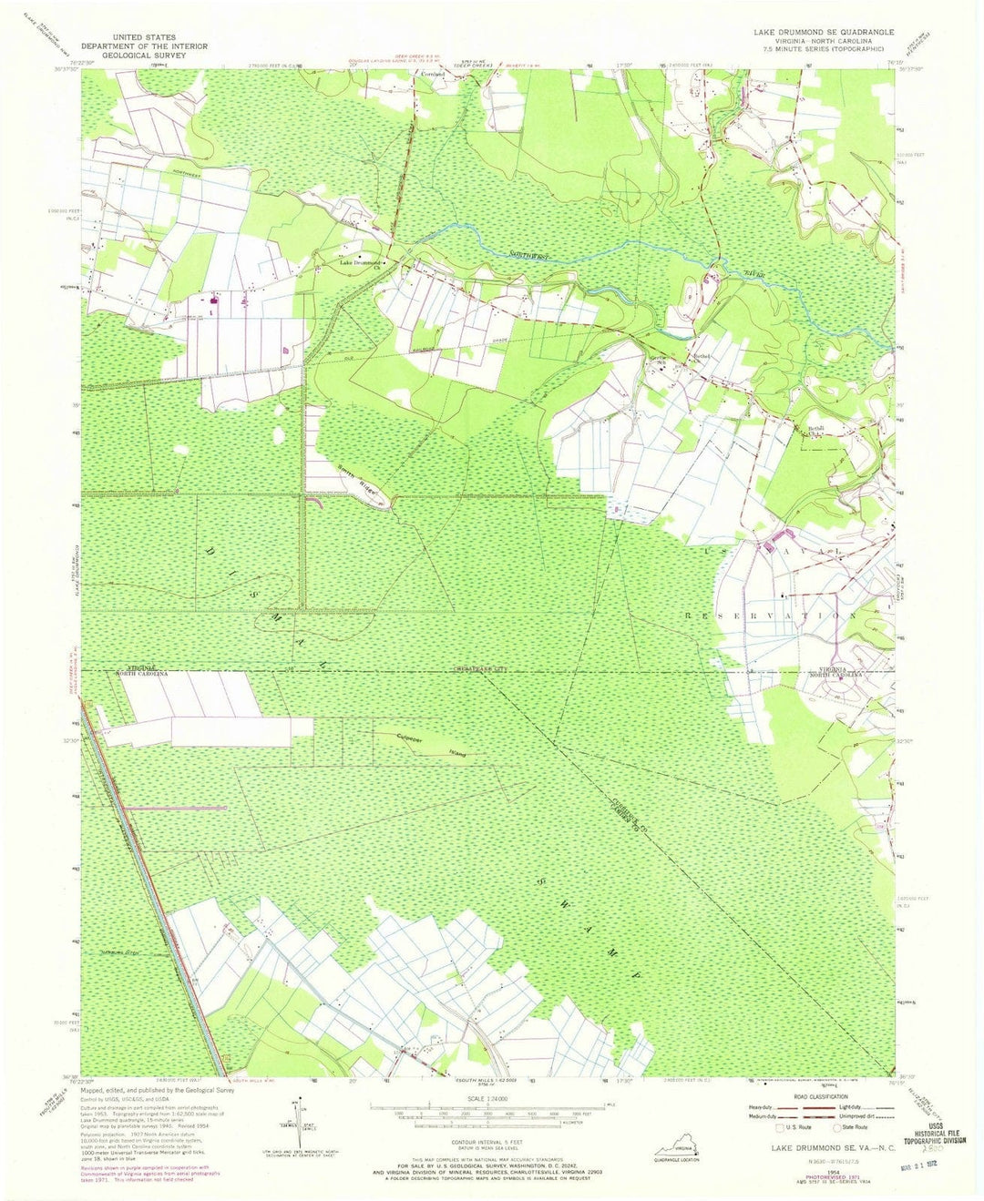 1954 Lakerummond, VA - Virginia - USGS Topographic Map