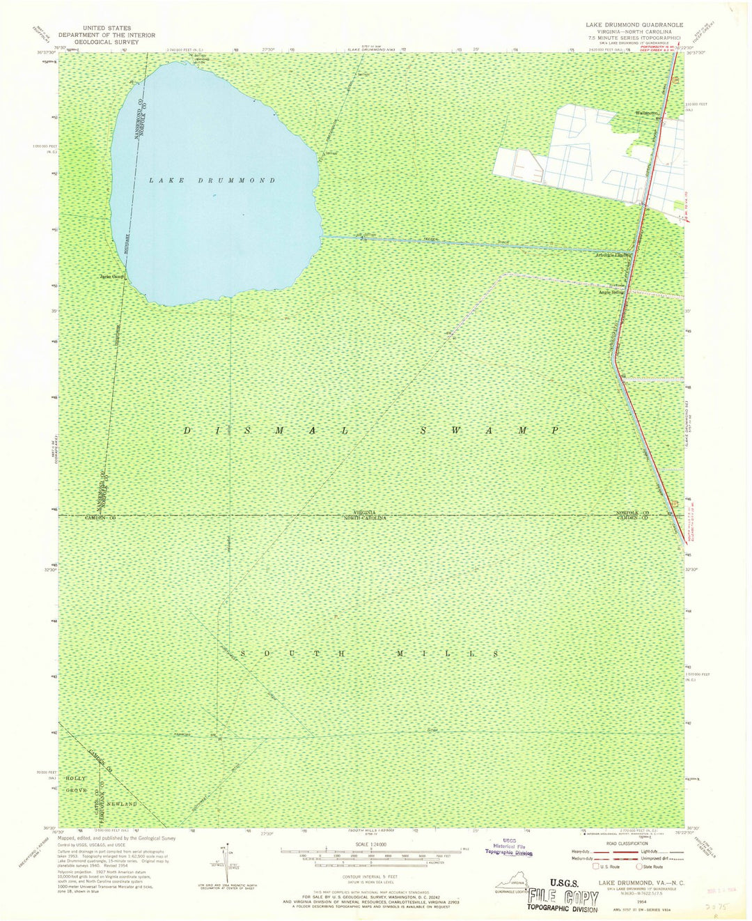 1954 Lakerummond, VA - Virginia - USGS Topographic Map