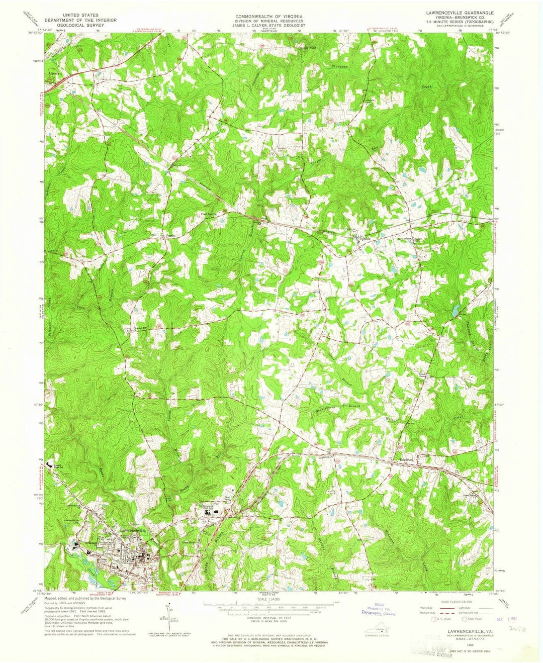 1963 Lawrenceville, VA - Virginia - USGS Topographic Map