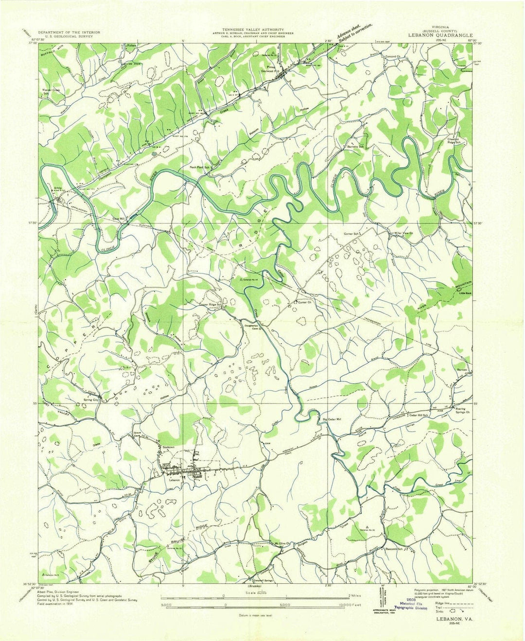 1934 Lebanon, VA - Virginia - USGS Topographic Map