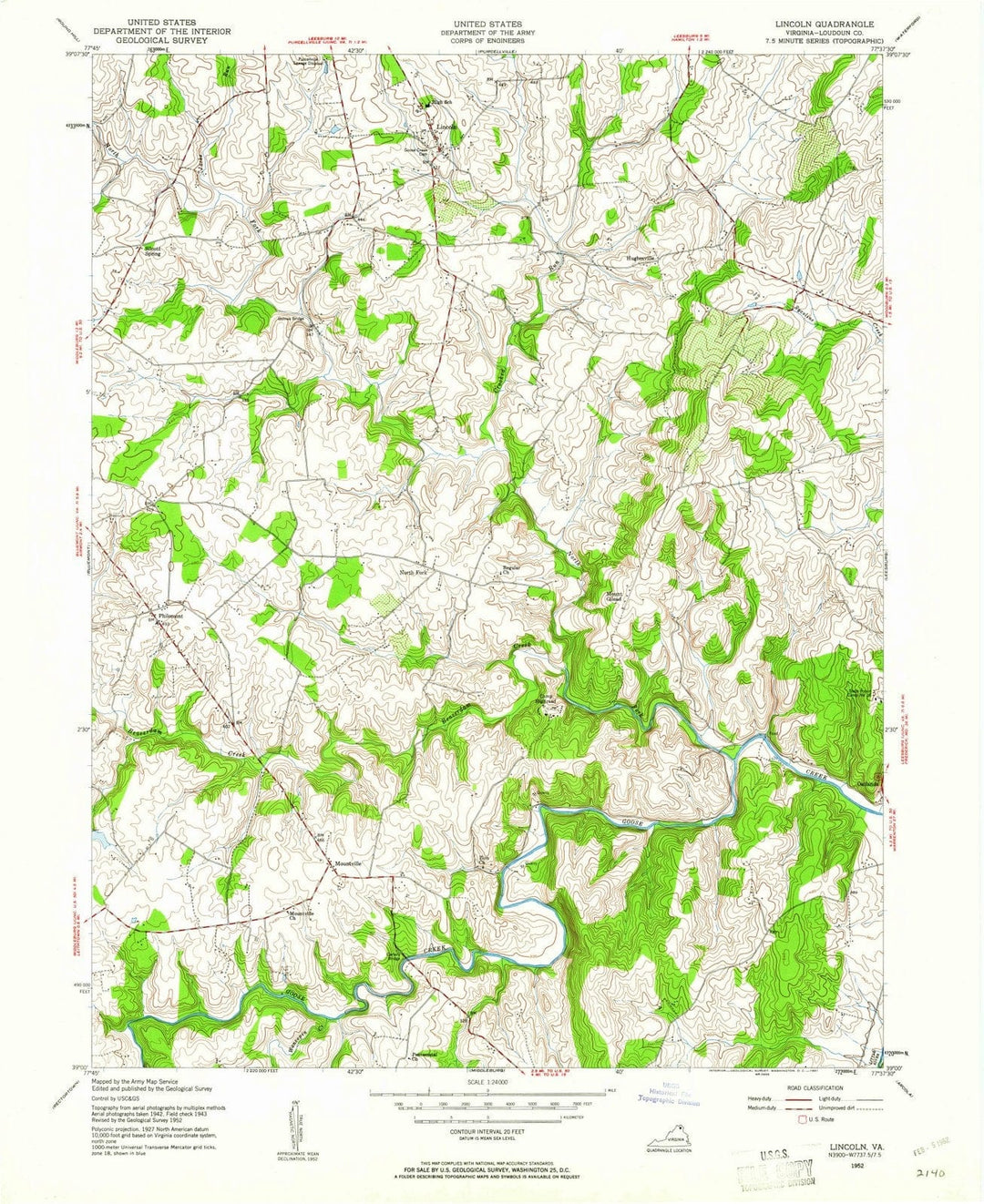 1952 Lincoln, VA - Virginia - USGS Topographic Map