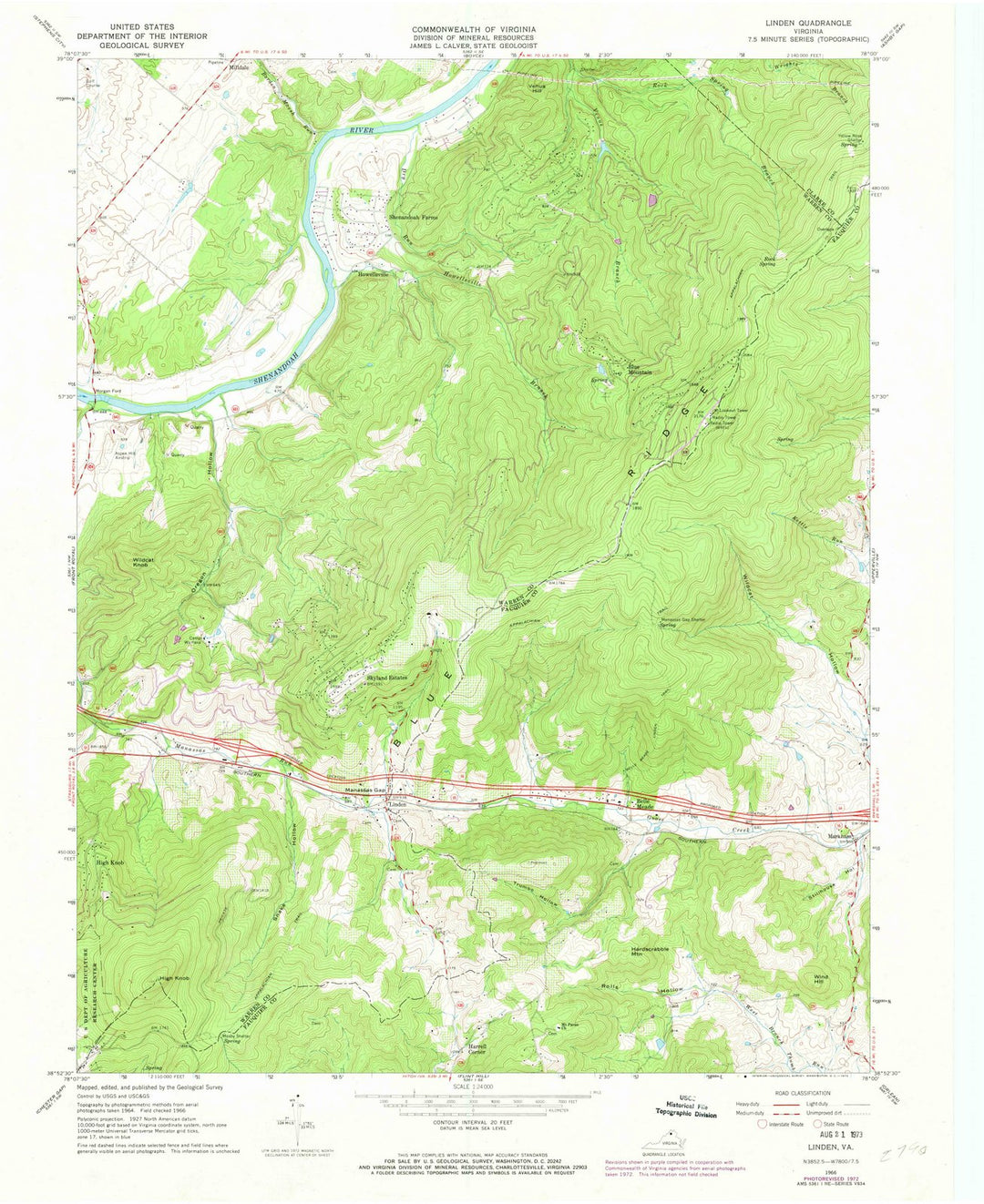 1966 Linden, VA - Virginia - USGS Topographic Map