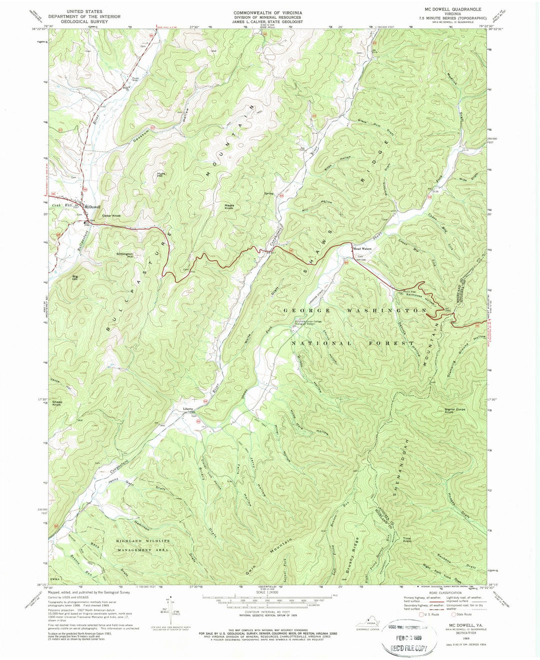 1969 Mcowell, VA - Virginia - USGS Topographic Map