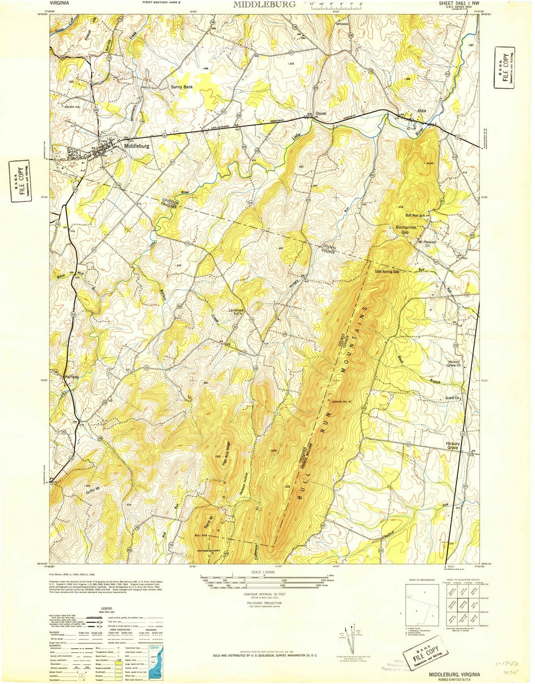1946 Middleburg, VA - Virginia - USGS Topographic Map
