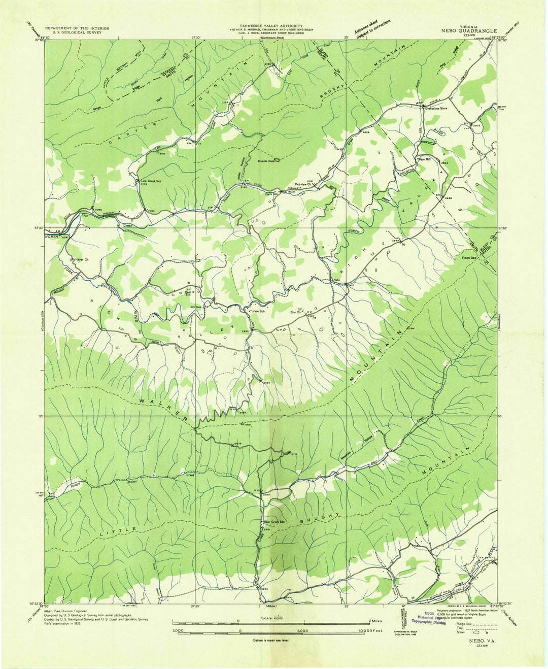 1935 Nebo, VA - Virginia - USGS Topographic Map