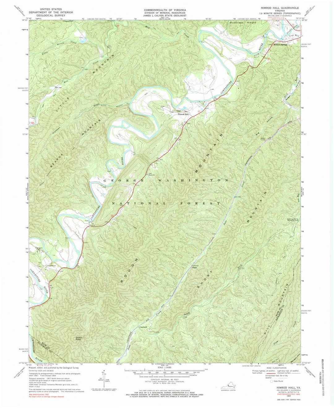 1969 Nimrod Hall, VA - Virginia - USGS Topographic Map