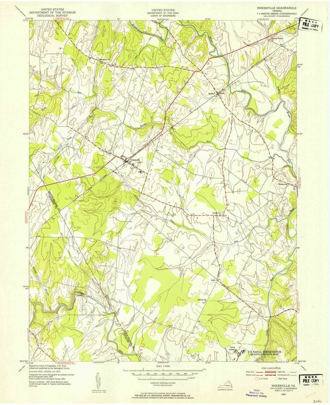 1953 Nokesville, VA - Virginia - USGS Topographic Map