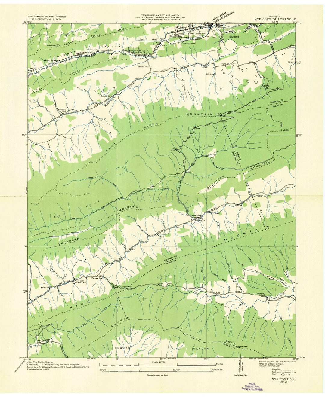 1935 Nye Cove, VA - Virginia - USGS Topographic Map