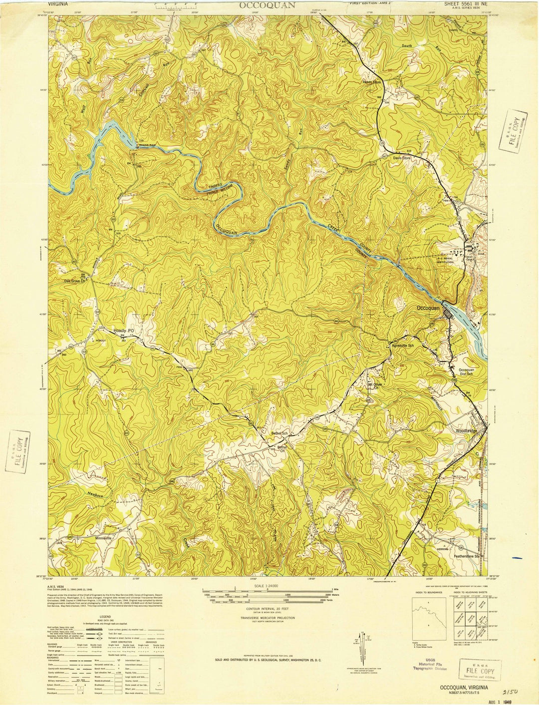 1948 Occoquan, VA - Virginia - USGS Topographic Map