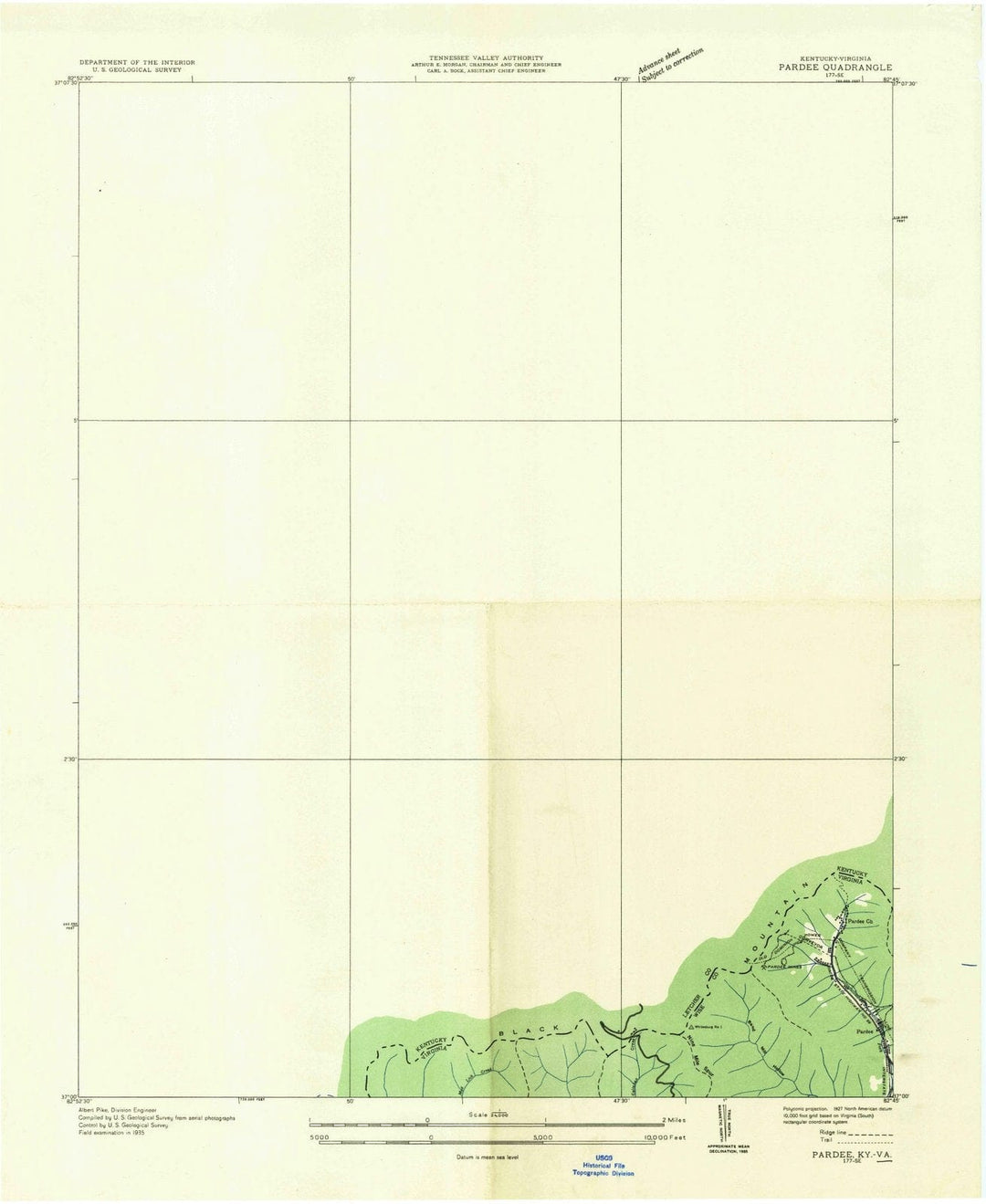 1935 Pardee, KY - Kentucky - USGS Topographic Map