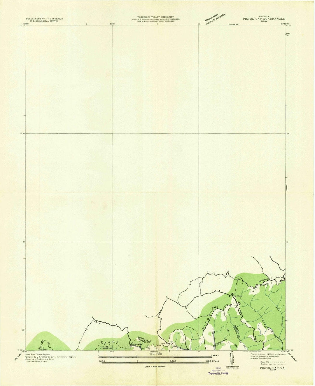 1935 Pistol Gap, VA - Virginia - USGS Topographic Map