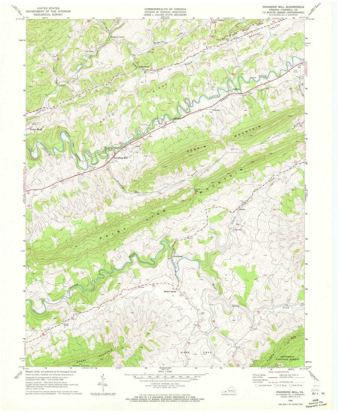 1968 Pounding Mill, VA - Virginia - USGS Topographic Map