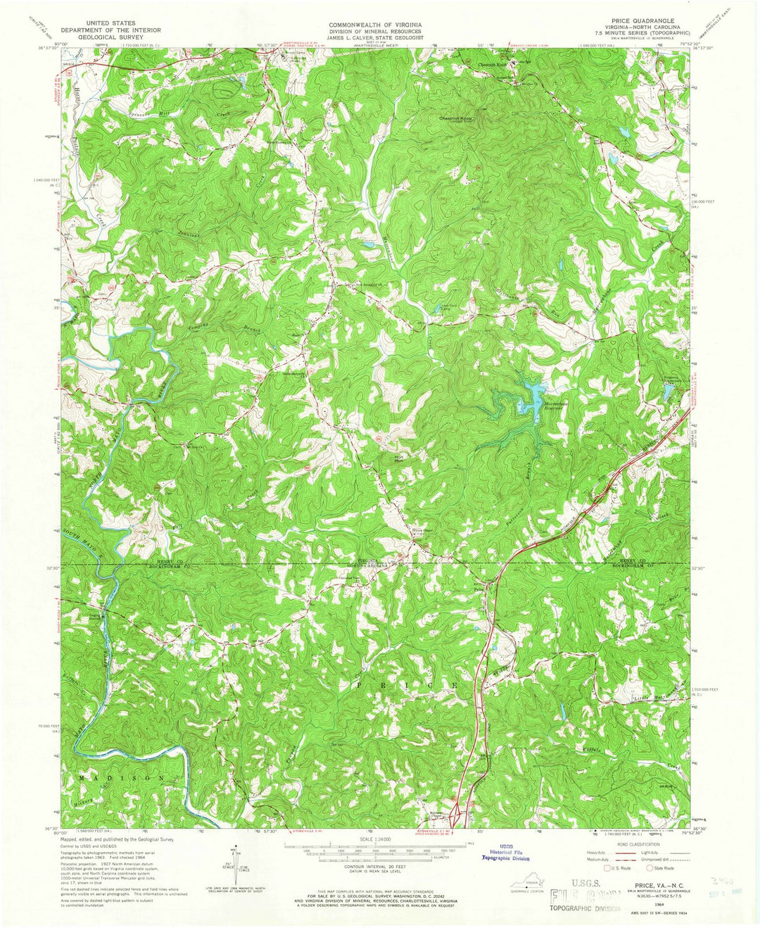 1964 Price, NC - North Carolina - USGS Topographic Map