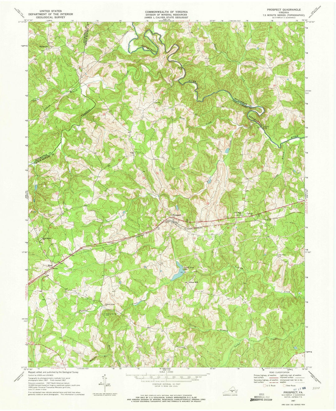 1967 Prospect, VA - Virginia - USGS Topographic Map