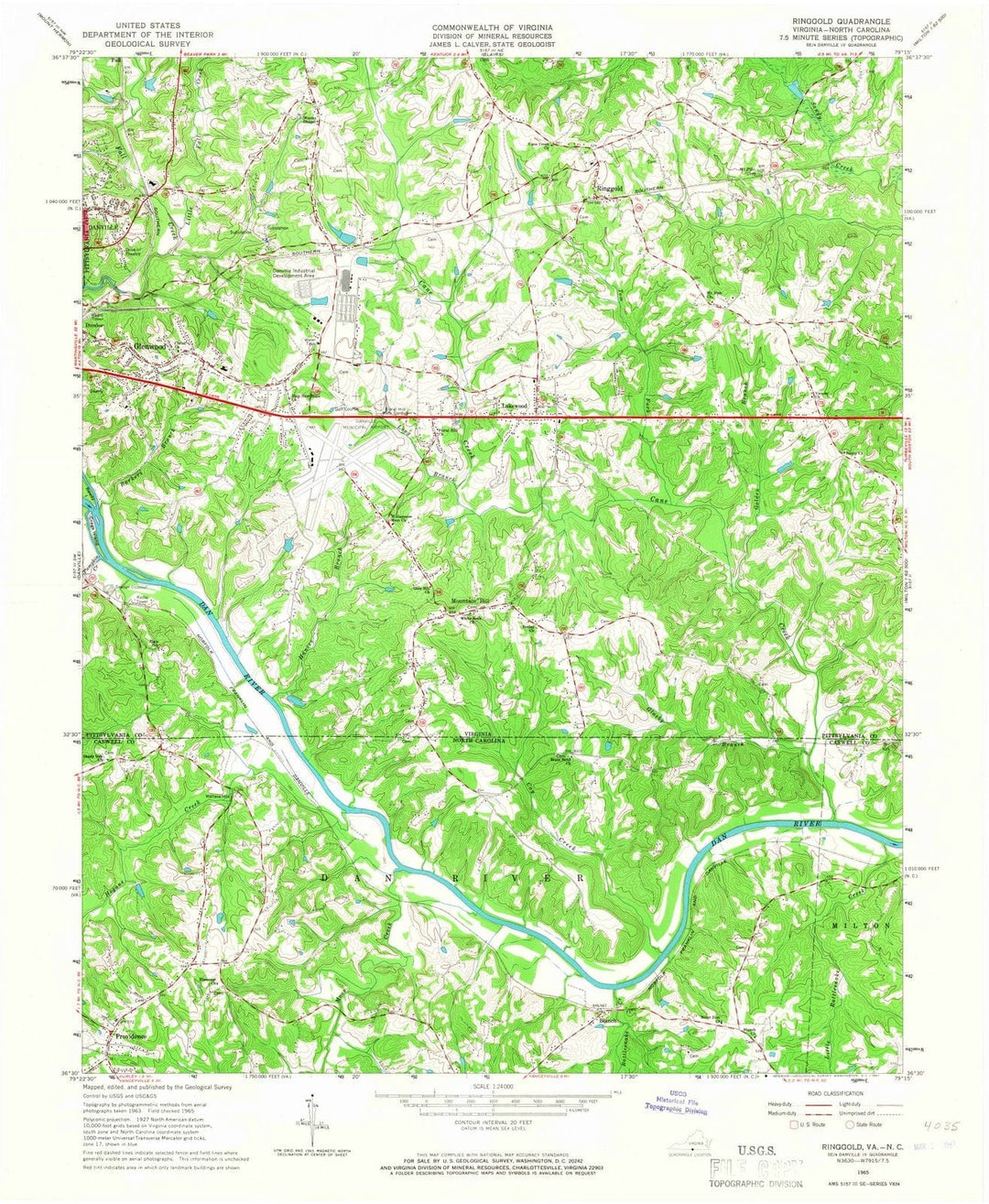 1965 Ringgold, VA - Virginia - USGS Topographic Map