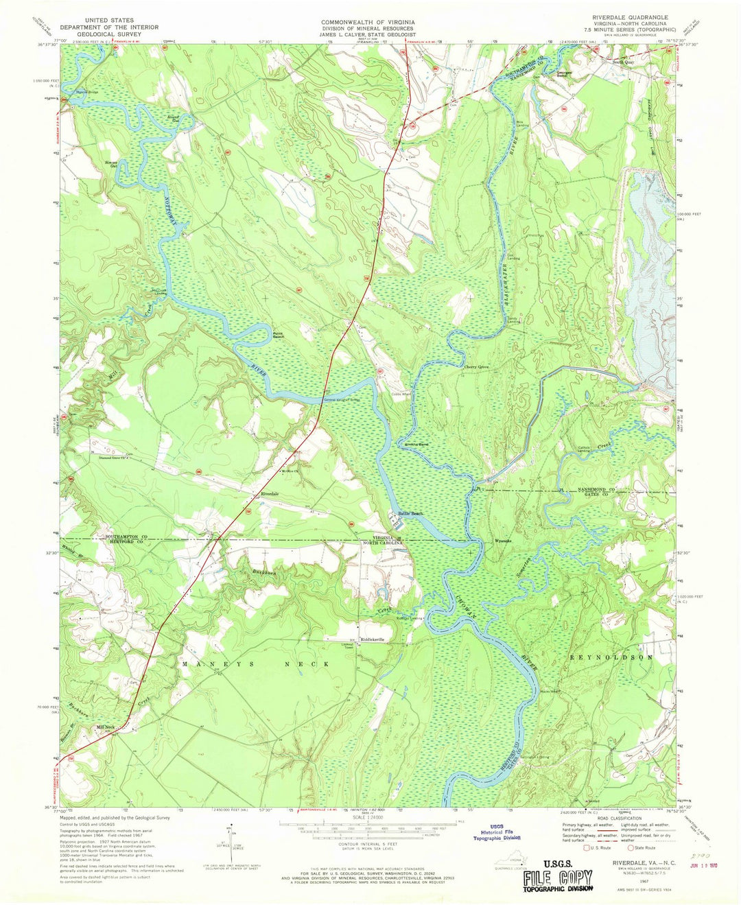 1967 Riverdale, VA - Virginia - USGS Topographic Map