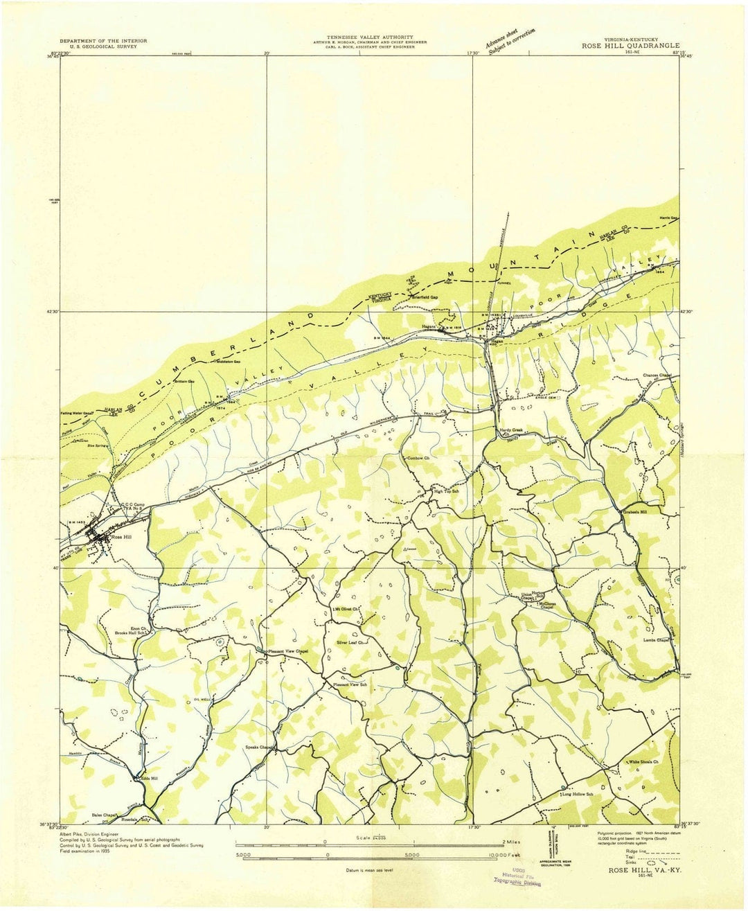 1935 Rose Hill, VA - Virginia - USGS Topographic Map