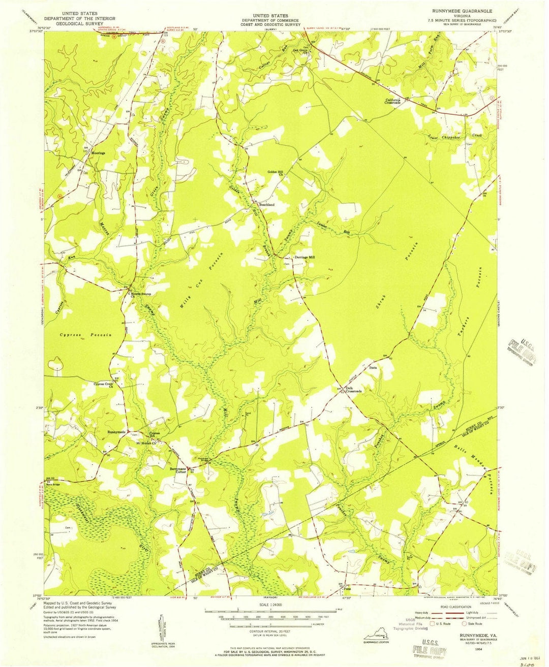 1954 Runnymede, VA - Virginia - USGS Topographic Map