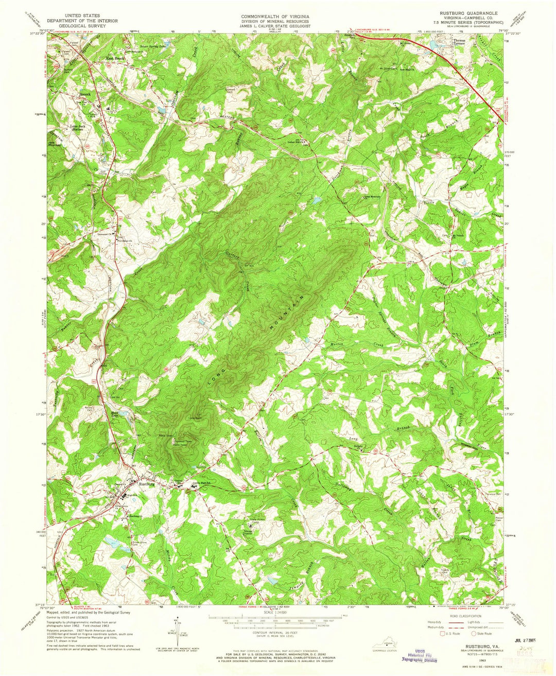 1963 Rustburg, VA - Virginia - USGS Topographic Map