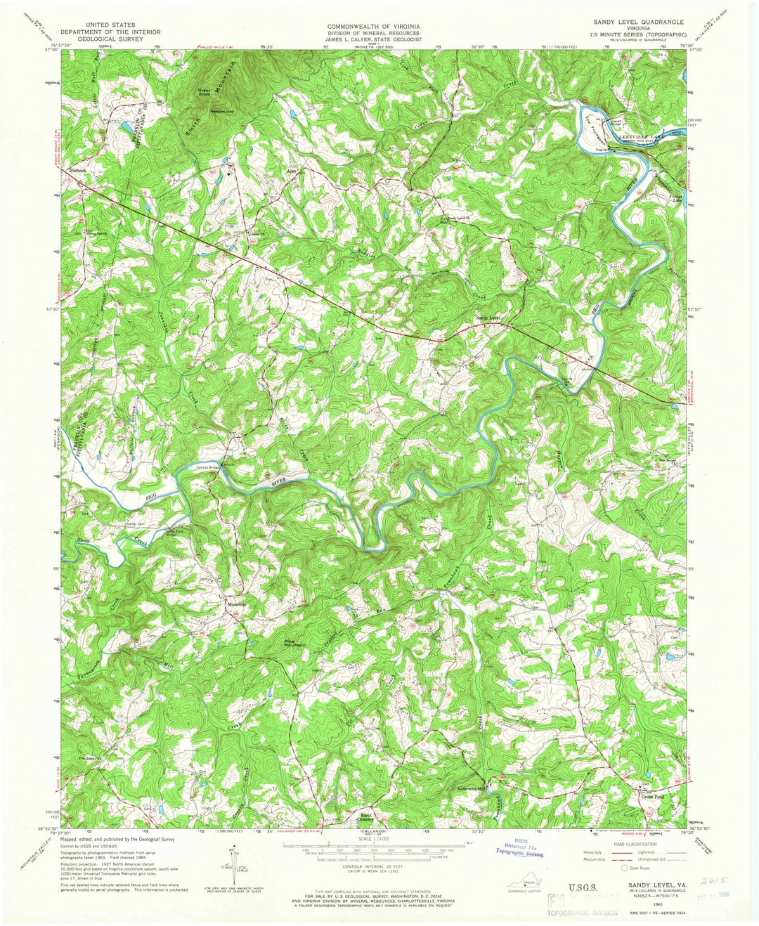 1965 Sandy Level, VA - Virginia - USGS Topographic Map