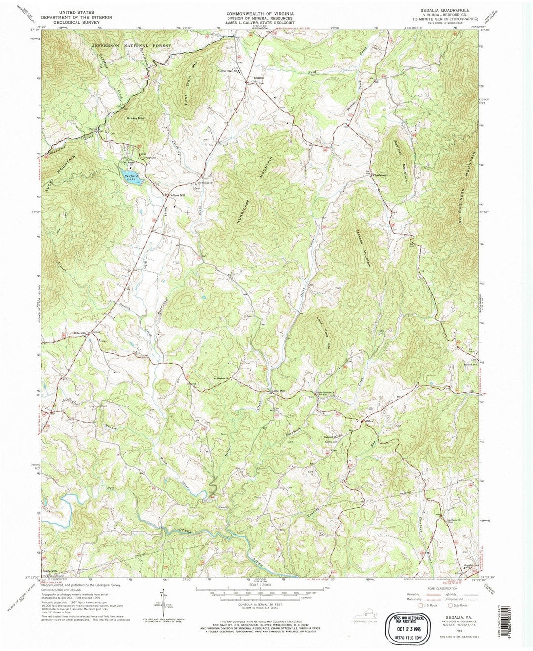 1965 Sedalia, VA - Virginia - USGS Topographic Map