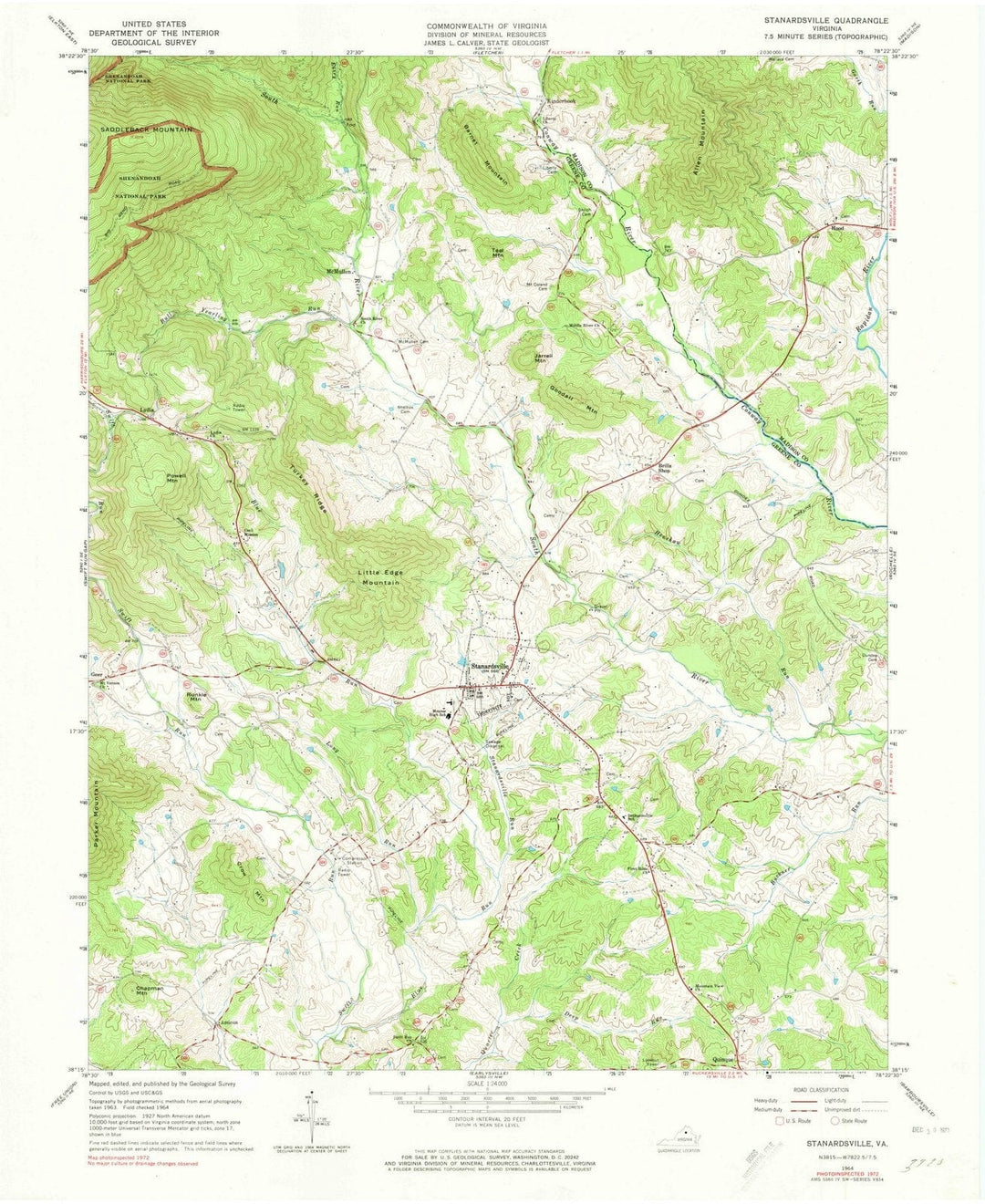 1964 Stanardsville, VA - Virginia - USGS Topographic Map