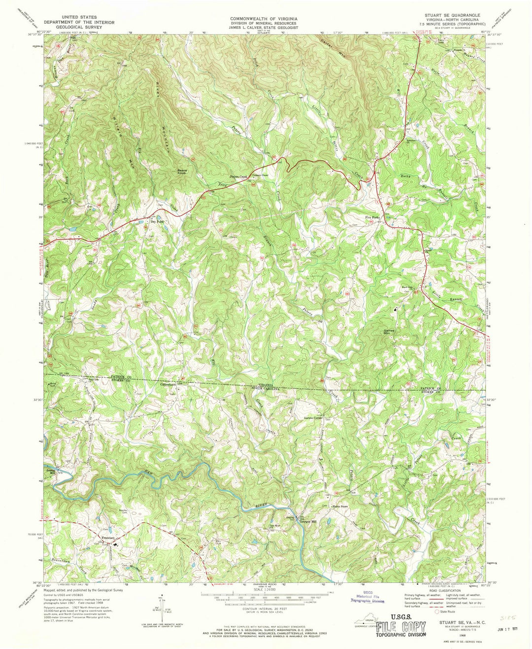 1968 Stuart, VA - Virginia - USGS Topographic Map